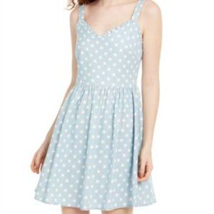 Cloudy Blue Polka Dot Fit-N-Flare Dress